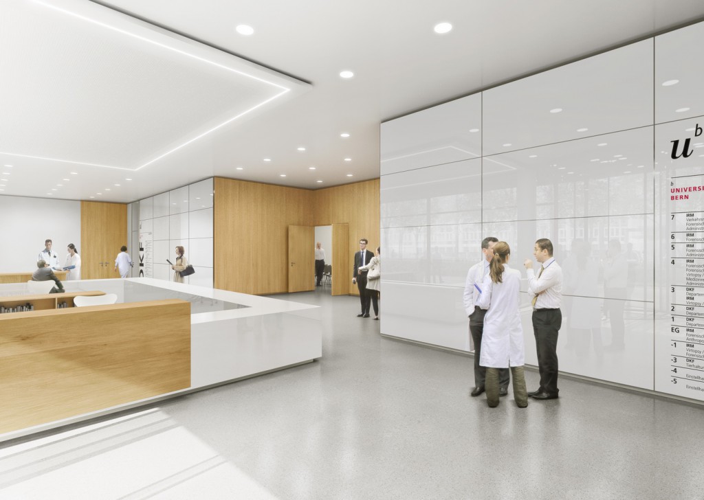 Entwurf: Nickl & Partner AG - Empfangshalle - Forschungsgebäude Rechtsmedizin und Klinischen Forschung Universität Bern 