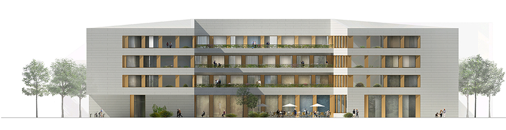 Entwurf: Nickl & Partner Architekten AG - Ansicht Süd - Wettbewerb Neubau Alten- und Pflegeheim in Wels 