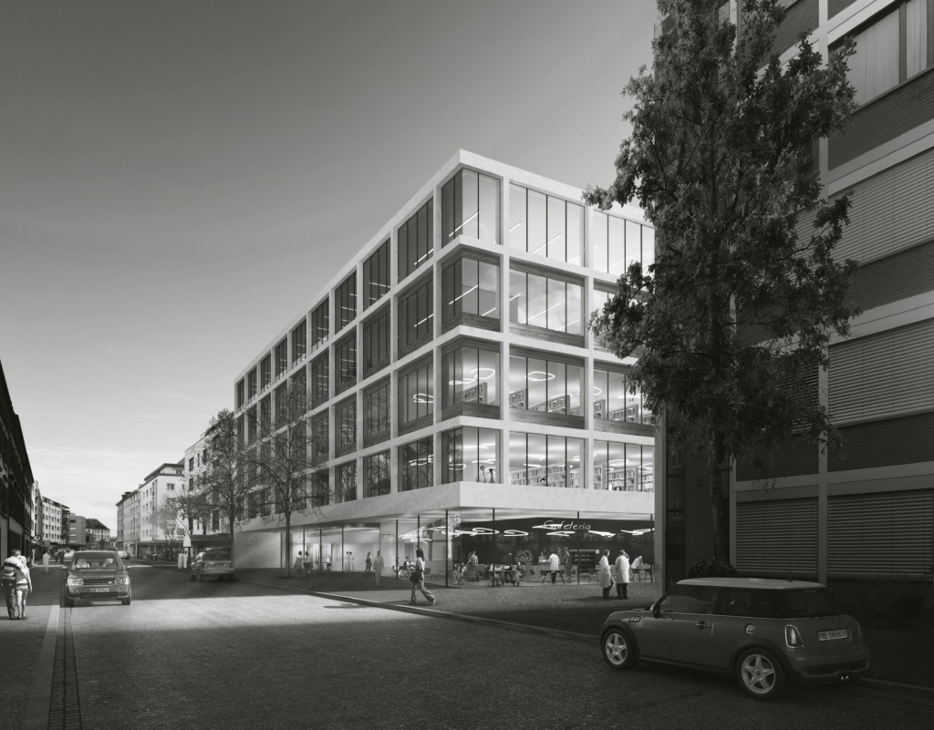  Entwurf: Nickl & Partner Architekten AG - Visualisierung - Neubau Universitäres Zentrum Zahnmedizin und Umweltwissenschaften der Unversität Basel, Campus Rosental, Basel Stadt