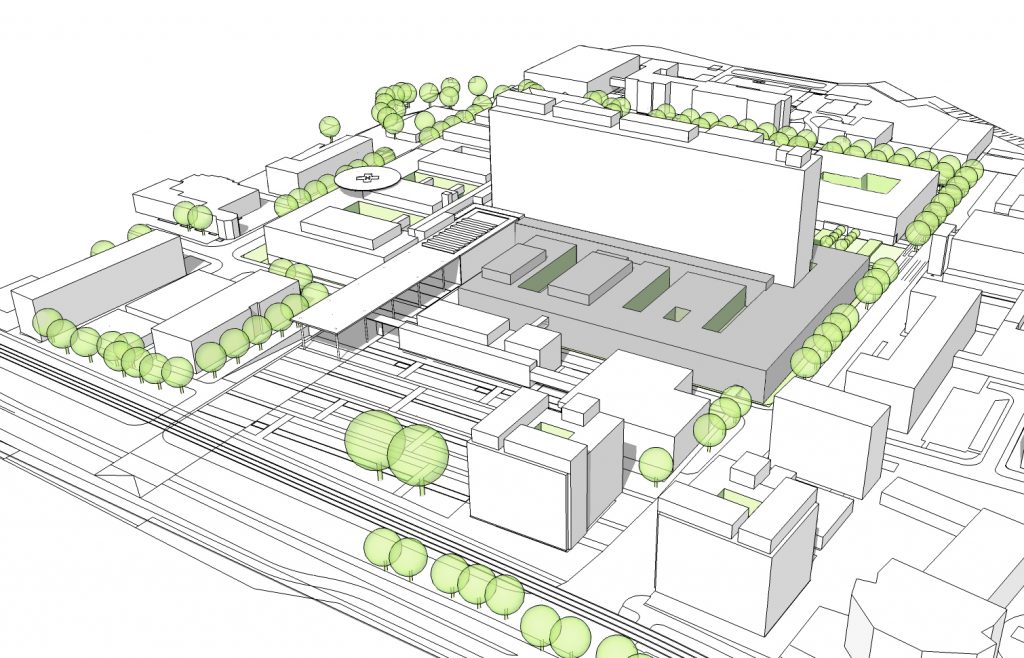 Isometrie mit Sockelgeschoss (grau)