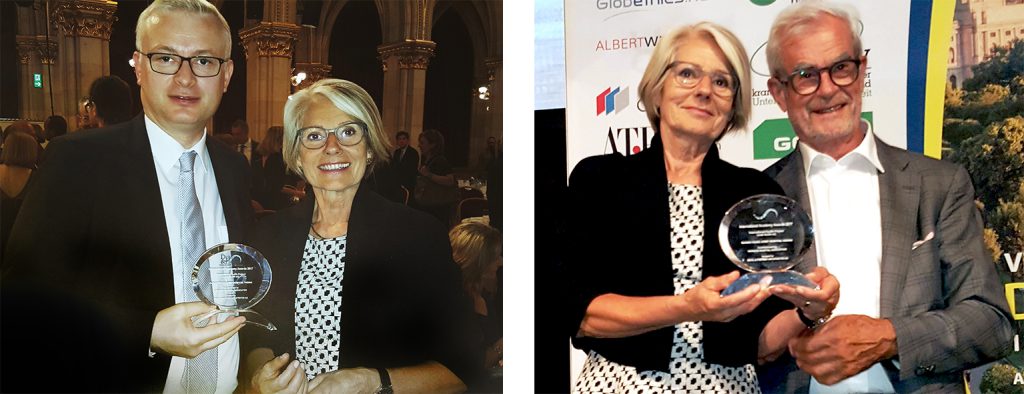 Friedrich Prem, manager in the healthcare sector (at the time the project’s owner’s representative for the City of Vienna), Professor Christine Nickl-Weller and Professor Hans Nickl at the awards ceremony
