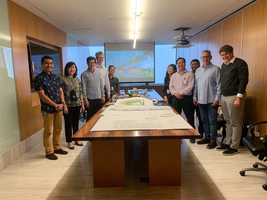 Left (front-back): Yoga Kurnia, Head of Business Development (Ciputra Healthcare), Veimeirawaty Kusnadi - Director (Ciputra Healthcare), Cakra Ciputra - Managing Director (Ciputra Group), Jonathan Dewey - CFA Chief Financial Officer (Ciputra Healthcare), Elwin Omar Liman, ST.,MM. - Business Development Officer (Ciputra Healthcare). Right (front-back): Magnus Nickl - Board Member (Nickl & Partner Architekten), Christian Franz Lindenau - Chief Representative (Nickl & Partner Indonesia), Yosua Ronaldo Siagan, S.Si - Consultant (HCM Excellence), Johannes Kristaji, ST.,MARS - Senior Consultant (HCM Excellence), Sheila Jesica Shan - Junior Architect (Nickl & Partner Indonesia).