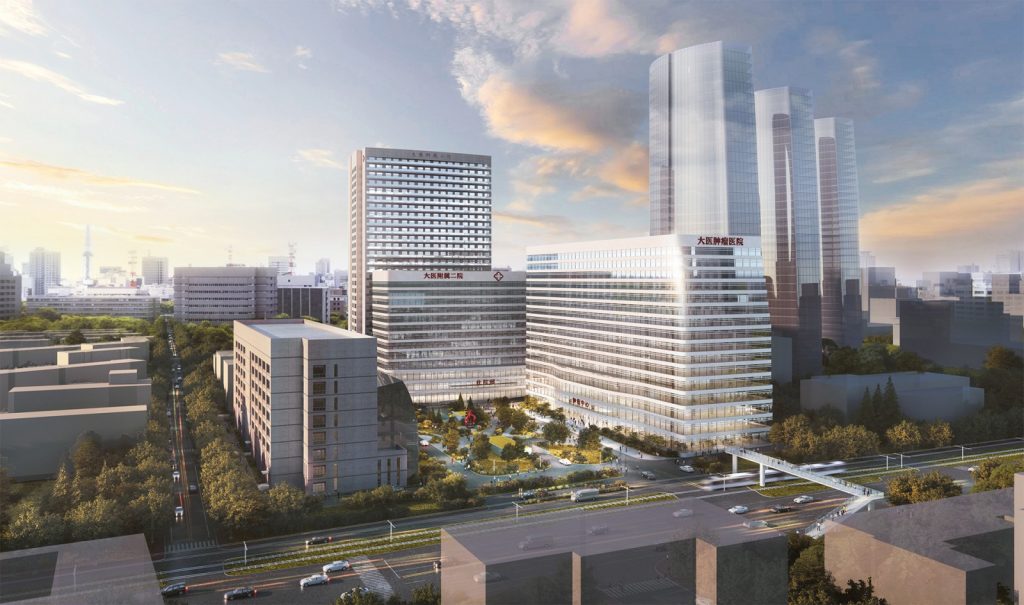 Exterior Visualization of the Dalian Uni Hospital No.2 Oncology Center