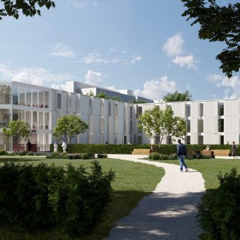 New construction of a ward building on the grounds of the LVR Clinic